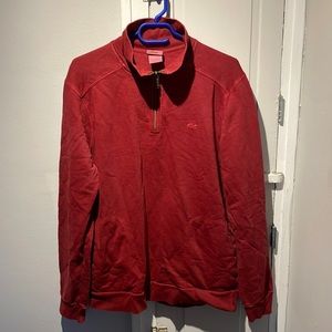 Lacoste Vintage Washed Red Quarter-Zip Sweater Men’s Large